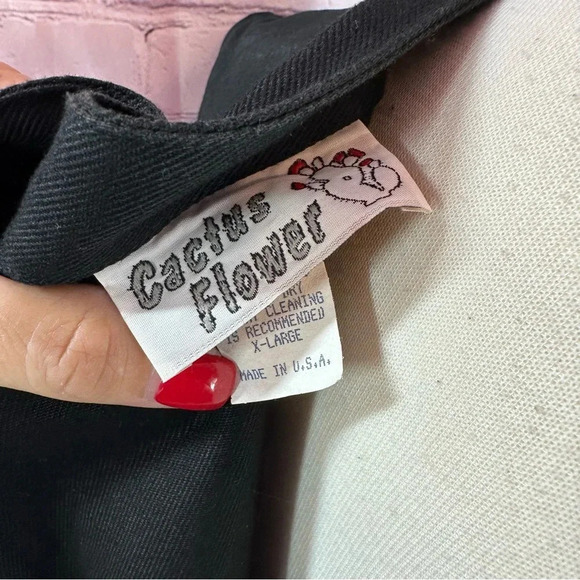 vintage cactus flower western boho denim vest sz XL leopard print accent - Picture 5 of 8